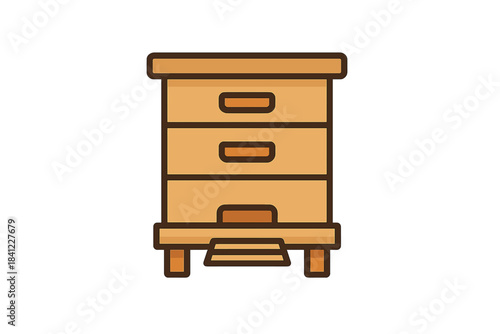 Wooden beehive box structure used for beekeeping and honey production in apiary farming
