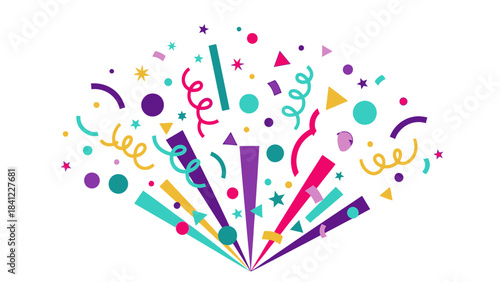 Explosion of Colorful Confetti and Streamers Celebrating a Festive Event.