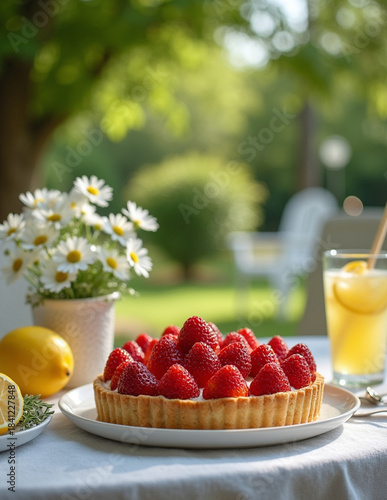 breakfast with strawberries and coffee