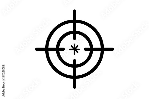 Minimalist black and white target crosshair symbol representing aiming and business objectives