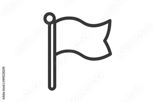 Waving flag on a pole representing a location marker destination or goal achievement symbol