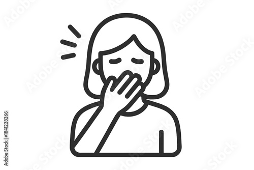 Person covering mouth while coughing or sneezing for hygiene and health awareness
