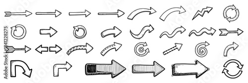 Hand Drawn Arrow Icon Set Line Art Vector – Sketch Direction Symbols Collection