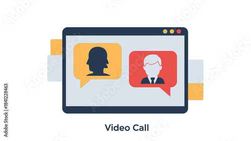 Video Call Interface with Two User Avatars in Speech Bubbles.