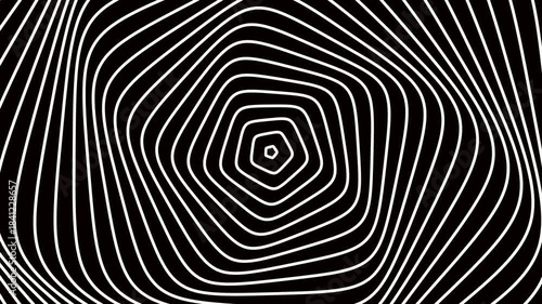 White Irregular Square Ripple – High-Contrast Abstract Spiral Loop