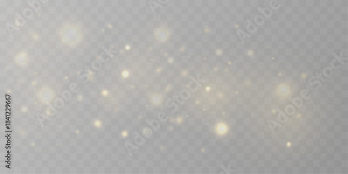 Fine golden particles float softly with radiant shimmer. The glowing texture adds visual richness and magical sophistication. Perfect for festive premium visuals VECTOR