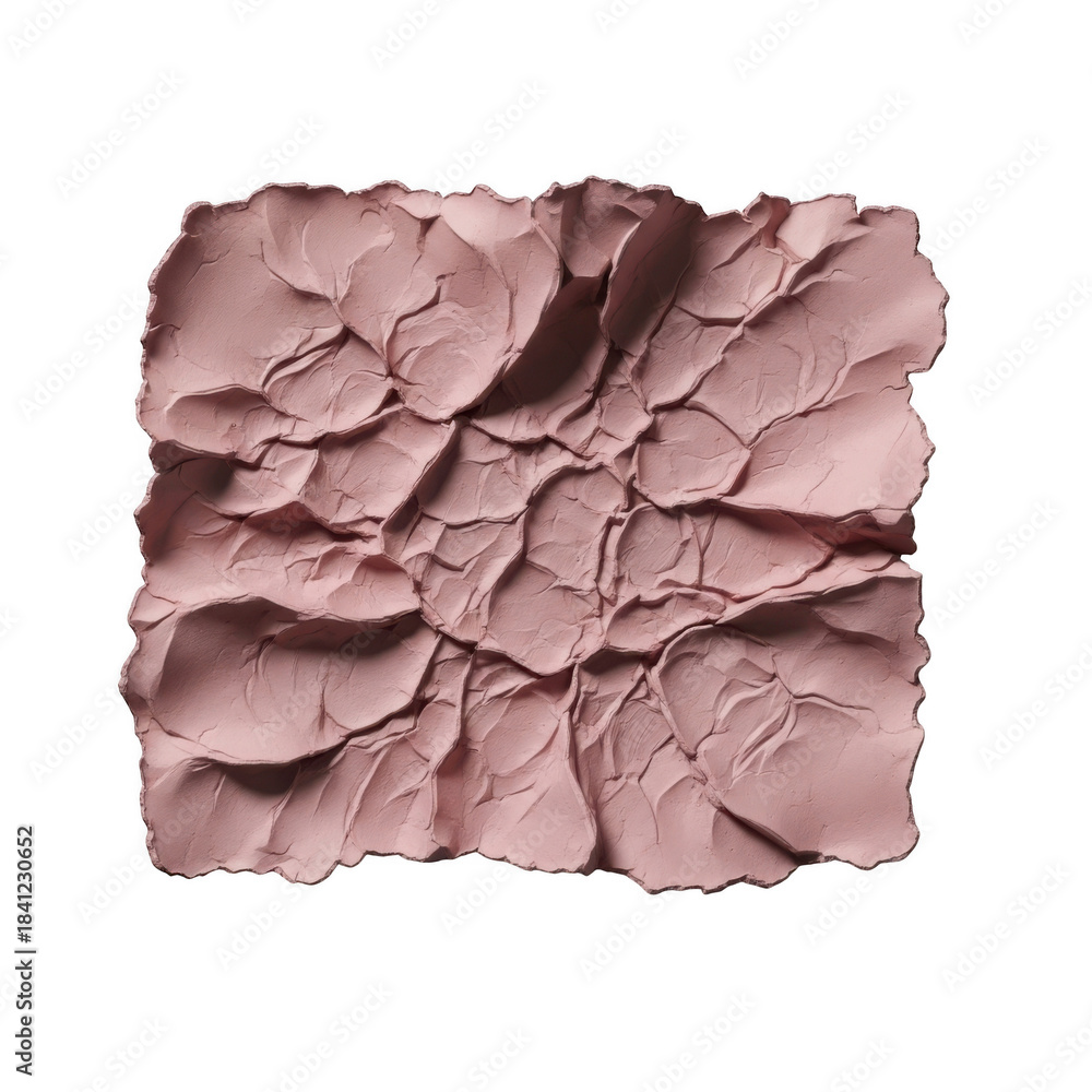 Obraz premium Textured crumpled paper sheet with rough torn edges, pink hue