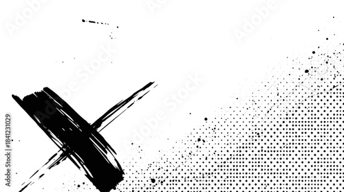 Dynamic black ink brush strokes on a white background, creating an abstract and expressive composition with diagonal lines and splatters.