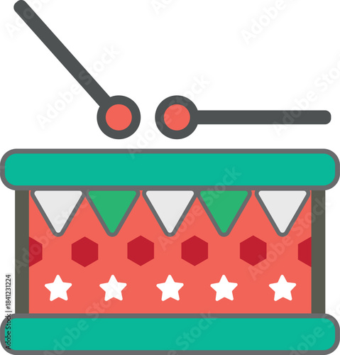 vector illustration of a red and white drum