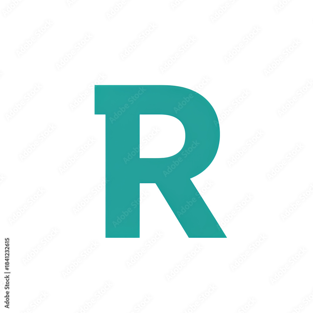 Fototapeta premium Bold teal letter R isolated on transparency