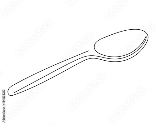 Plastic spoons in a continuous line. Single line drawing vector illustration. Editable stroke.