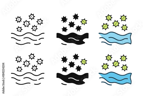 Bioluminescent Ocean Debris. Floating plastic sheet colonized by bioluminescent microorganisms, simple minimal vector illustration
