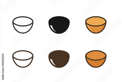 Acorn Icon Styles. Small acorn cup with slight curvature and subtle shading, clean minimal vector illustration, abstract icon,