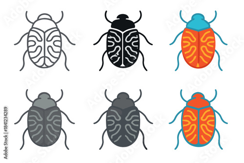 Colorful Insect Patterns. Exposed insect exoskeleton with intricate cryptic molt patterns, minimal vector icon, first in line