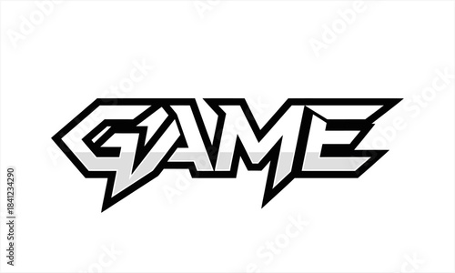 Bold Game Text Logo Design with Sharp Edges.
