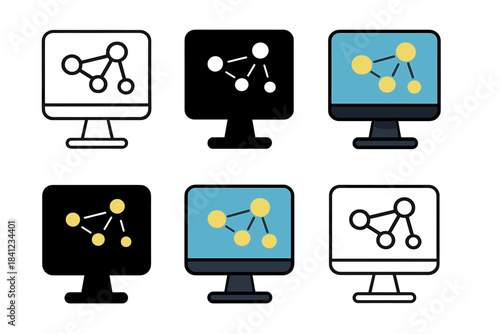 Digital Memory Display. Liquid crystal memory display with glowing cell network, clean minimal vector icon, first in line style