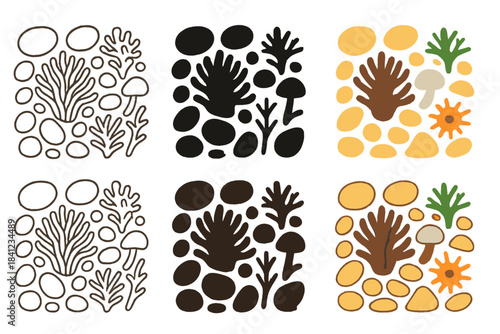 Soil Microstructure Diversity. Close-up view of soil microstructure showing diverse cryptobiotic organisms binding sand grains,