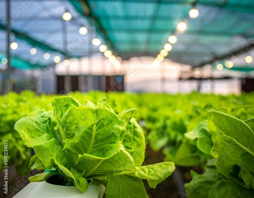 Close-up of fresh organic hydroponic vegetables