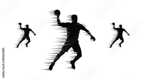 Dynamic handball players in action a silhouette of speed and athleticism