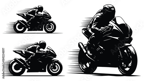 Dynamic motorcycle sketches depict speed and power showcasing racing bike designs