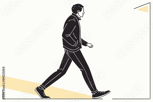 business man silhouette running and walking on stairs