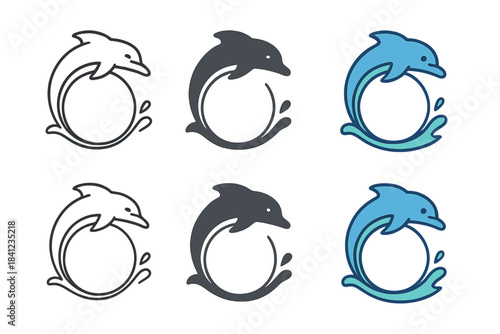 Dolphin Wave Artistry. Dolphin Wave Ring, stylized composition combining sleek dolphin curves, circular splash, and balanced flow,