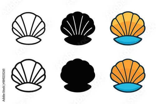 Mystical Marine Emblem. Clam Shell Hidden, minimalist marine emblem symbolizing mystery, depth, and quiet beauty, first in line