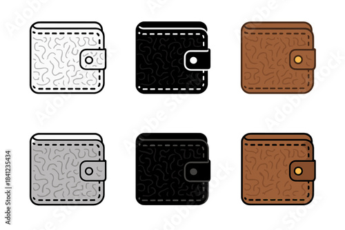 Minimalist Embossed Leather Wallet. Minimal wallet with embossed leather pattern and small image icon on surface, simple balance,