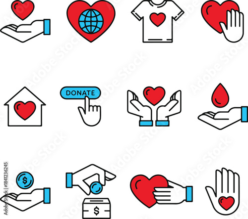 Charity Donation Icon Set