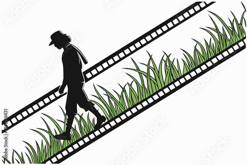 man and woman swinging silhouette illustration