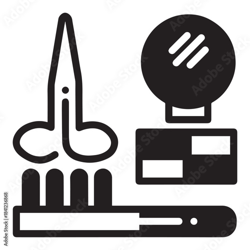 Hairdresser Tools Icon Design Concept