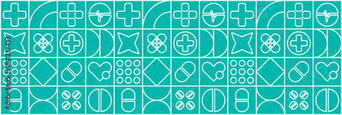 Hospital medical science background with healthcare mosaic line pattern.