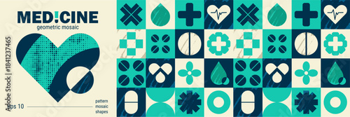 Medical mosaic pattern for healthcare backgrounds and hospital science  .
