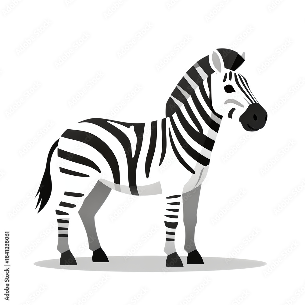 Obraz premium Cartoon zebra standing with striped pattern isolated