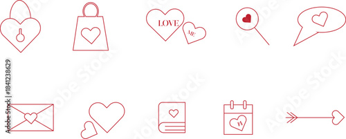 Heart shape with romantic elements and vibrant colors