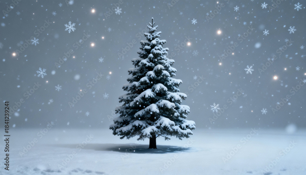 Fototapeta premium merry christmas tree isolatetd snow