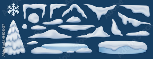 Realistic vector set of snow drifts