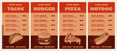 Vintage-style fast food menu card design
