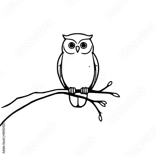 Minimalist owl illustration with clean modern lines, ideal for nature graphics, stickers, logos, wall art, and digital creative projects.