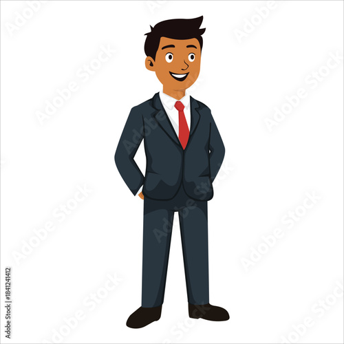 Illustration of a male businessman character shown in three different poses. Suitable for presentations, marketing materials, educational content, and various professional design projects that require