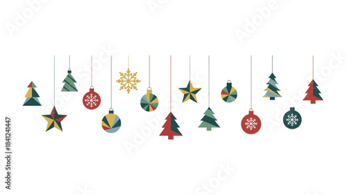 Festive Ornaments Cascade: A vibrant array of festive ornaments hangs in delicate suspension, the epitome of holiday spirit. A visual celebration of seasonal joy and cheerful anticipation.