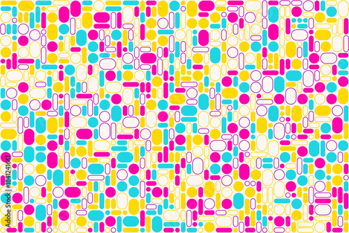 Colorful geometric abstract pattern with circles and ovals, seamless vector