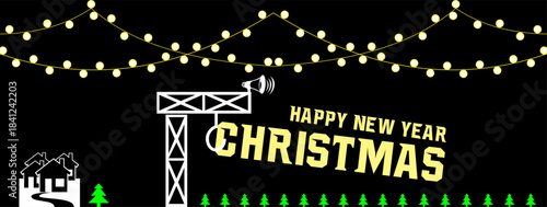 Christmas lights, Xmas decorations glowing orange and white garlands. For light design 