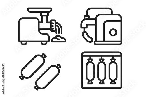 Industrial meat processing and sausage production equipment and finished products