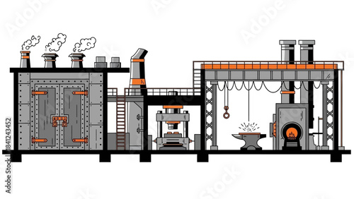 Detailed architectural drawing of an industrial printing and packaging facility layout with various production zones.