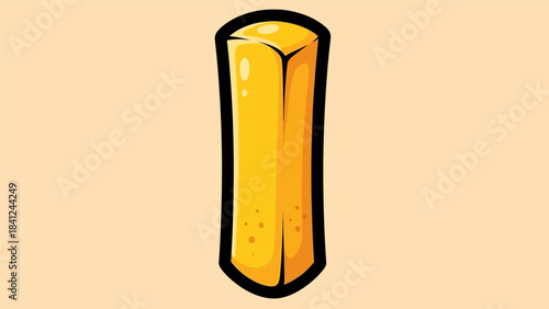 Cartoonish Gold Bar Illustration with Black Outline on Beige Background.
