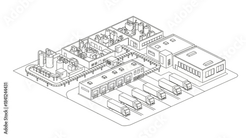 Detailed architectural drawing of an industrial printing and packaging facility layout with various production zones.