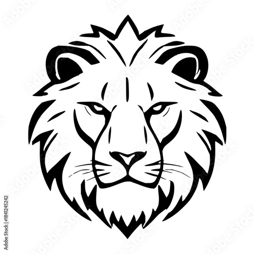 Bold minimalist lion head outline with clean modern lines, perfect for logos, tattoos, branding, wall art, icons, and digital design projects.