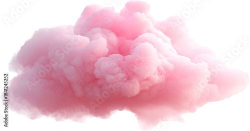 airy pink cloud isolated on white or transparent