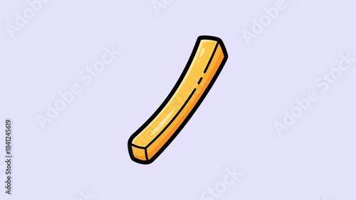 Cartoon French Fry Illustration on Light Purple Background.
